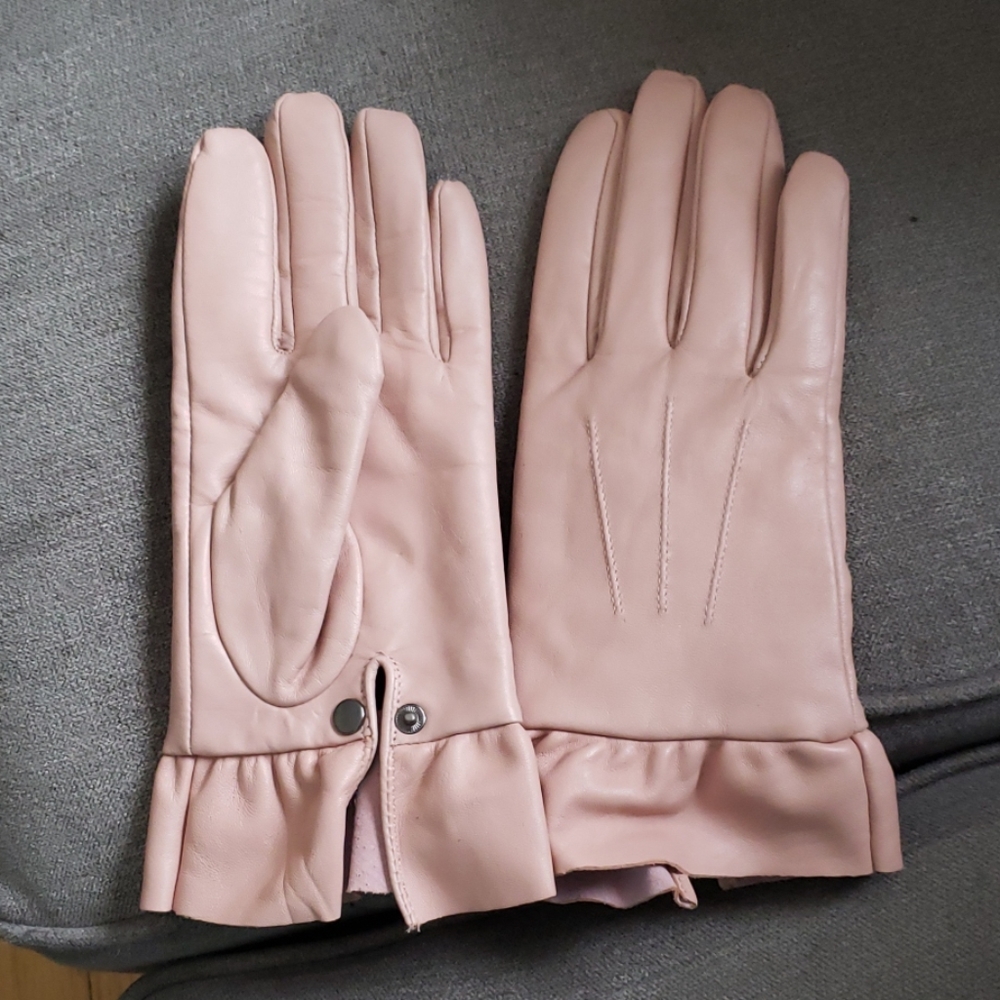 Pink Leather Gloves